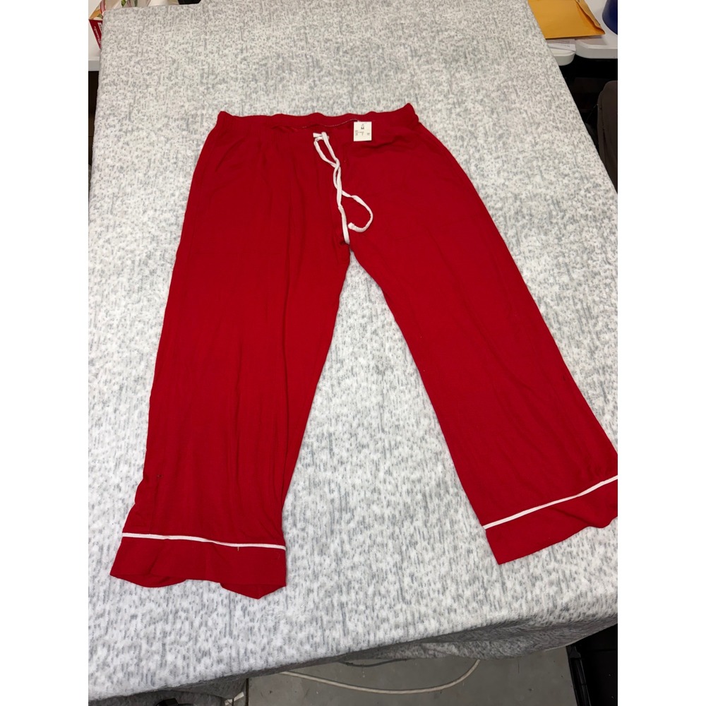 Auden Cloud Knit Pajama Pants Red Modal Wide Leg Sleepwear Women Medium NWT